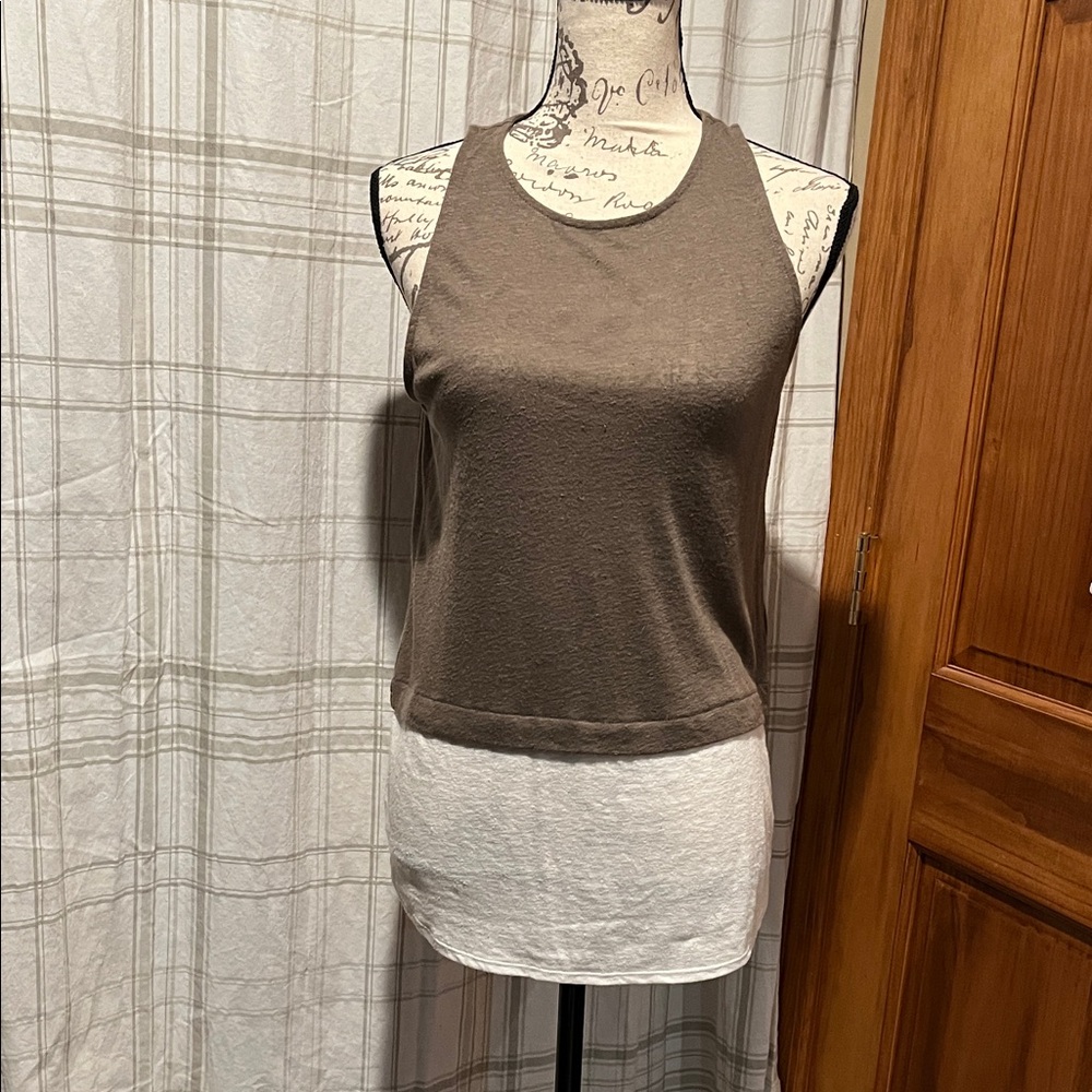 Banana Republic Factory Twofer Brown and White Tank Top